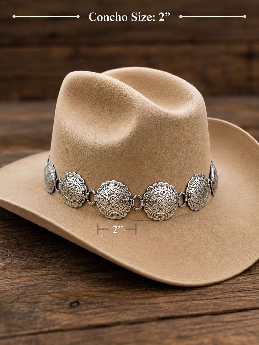 VTG Southwestern Silvertone Concho Hat Band